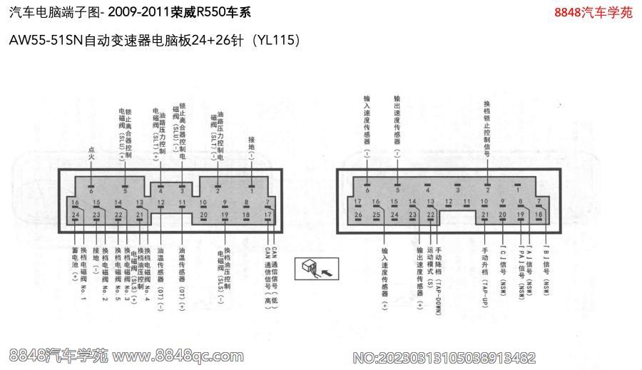 2009-2011荣威550车系-AW55-51SN自动变速器电脑板24 26针（YL115）